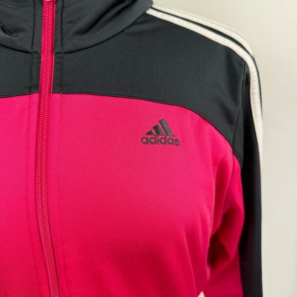 ADIDAS | Gray & Pink Color Block High Neck Zip Up Sweatshirt | Women's Medium - Picture 4 of 11